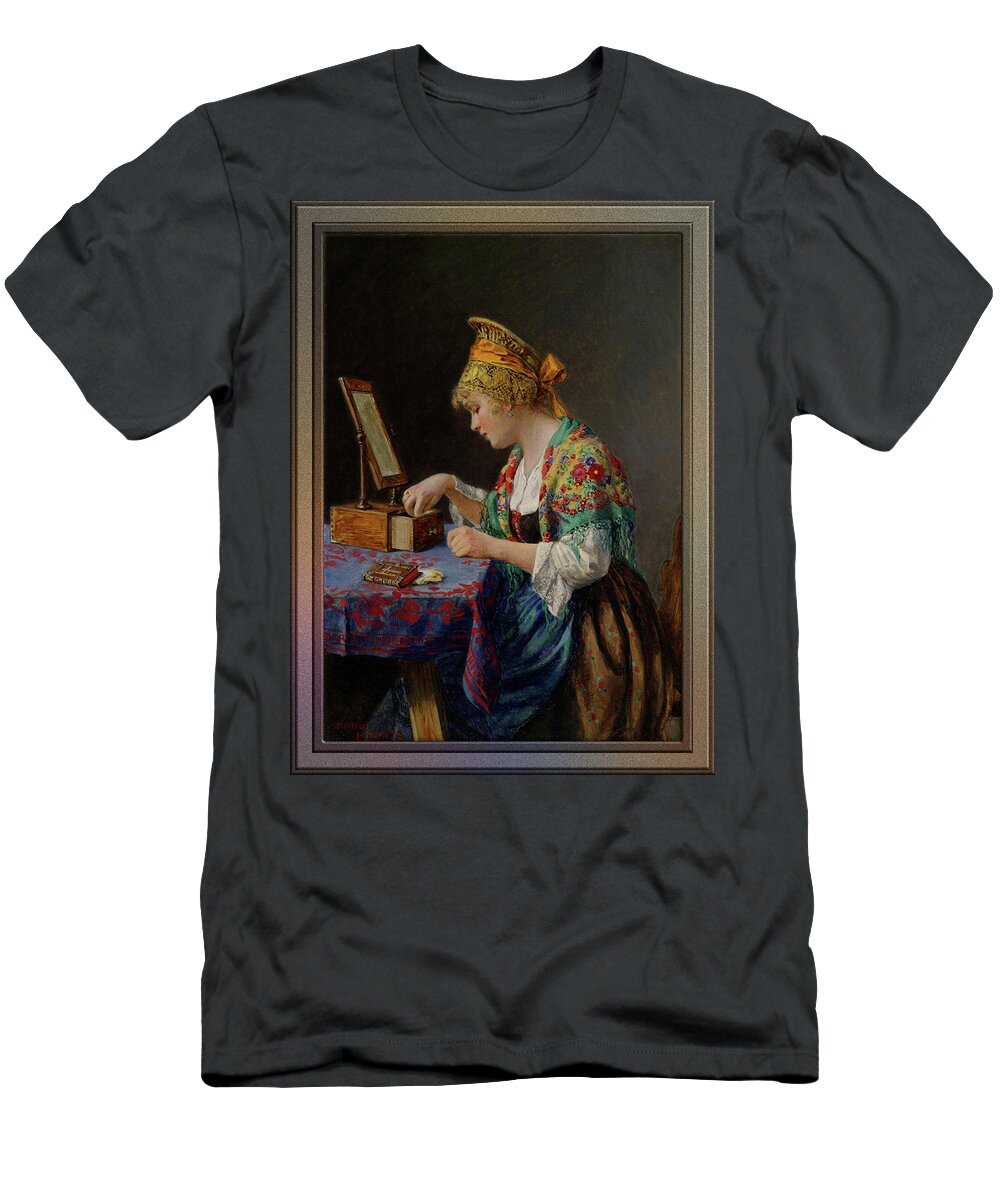 Girl From The Wachau T-Shirt featuring the painting Girl from the Wachau at her Toilette by Hans Hamza by Rolando Burbon