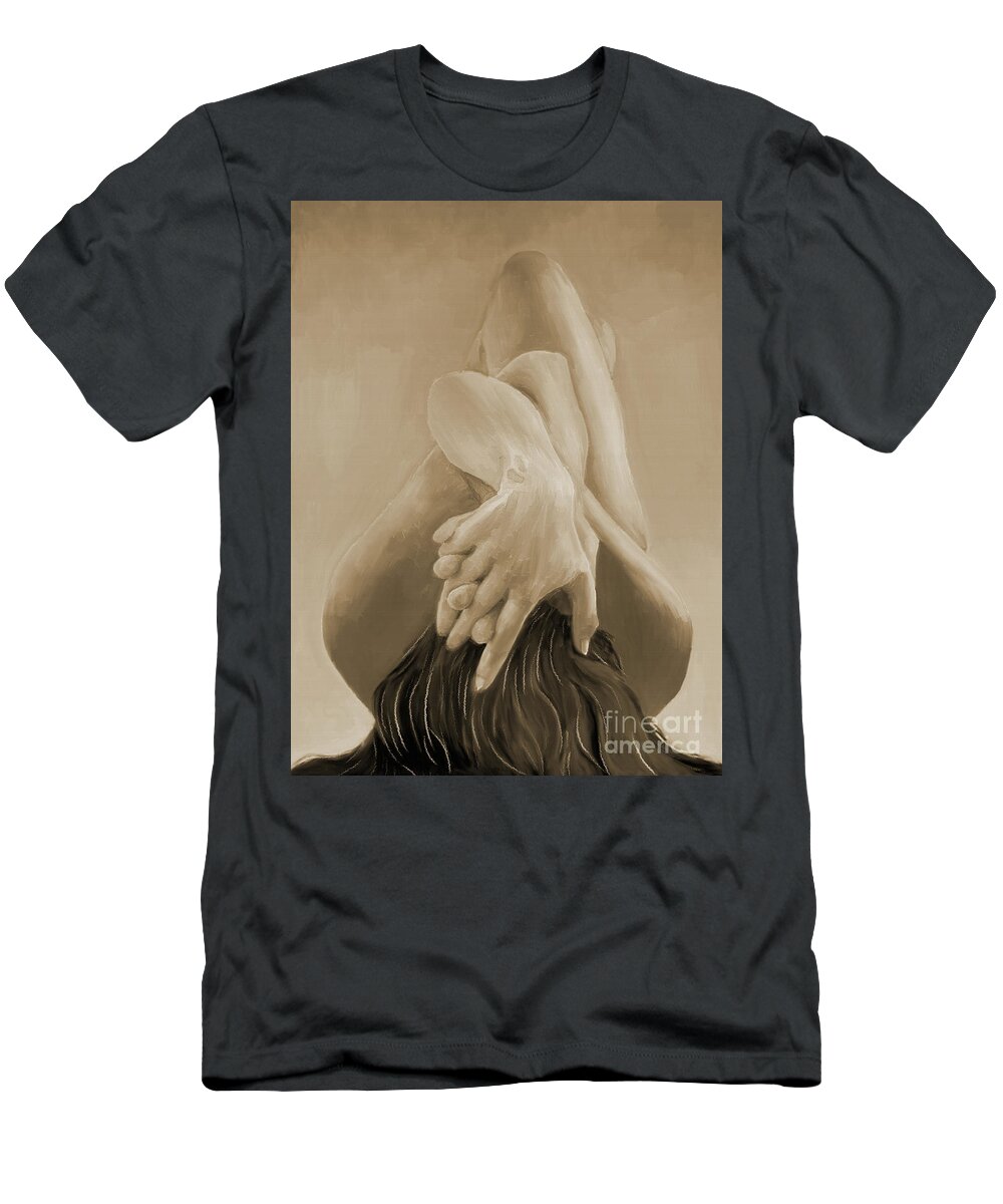 Nude T-Shirt featuring the painting Girl in a pose by Gull G