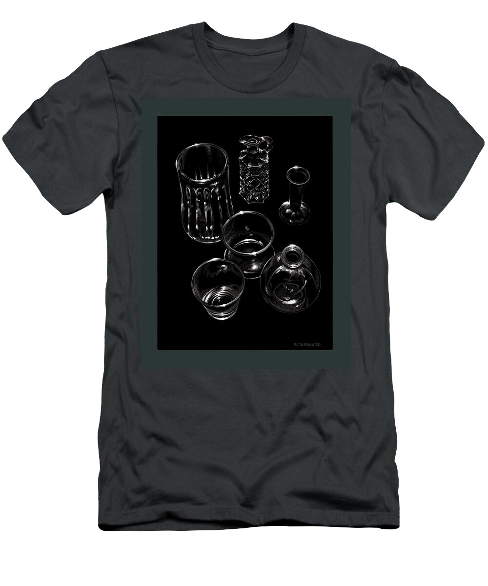 Black T-Shirt featuring the digital art Glassware 1 by Don Morgan
