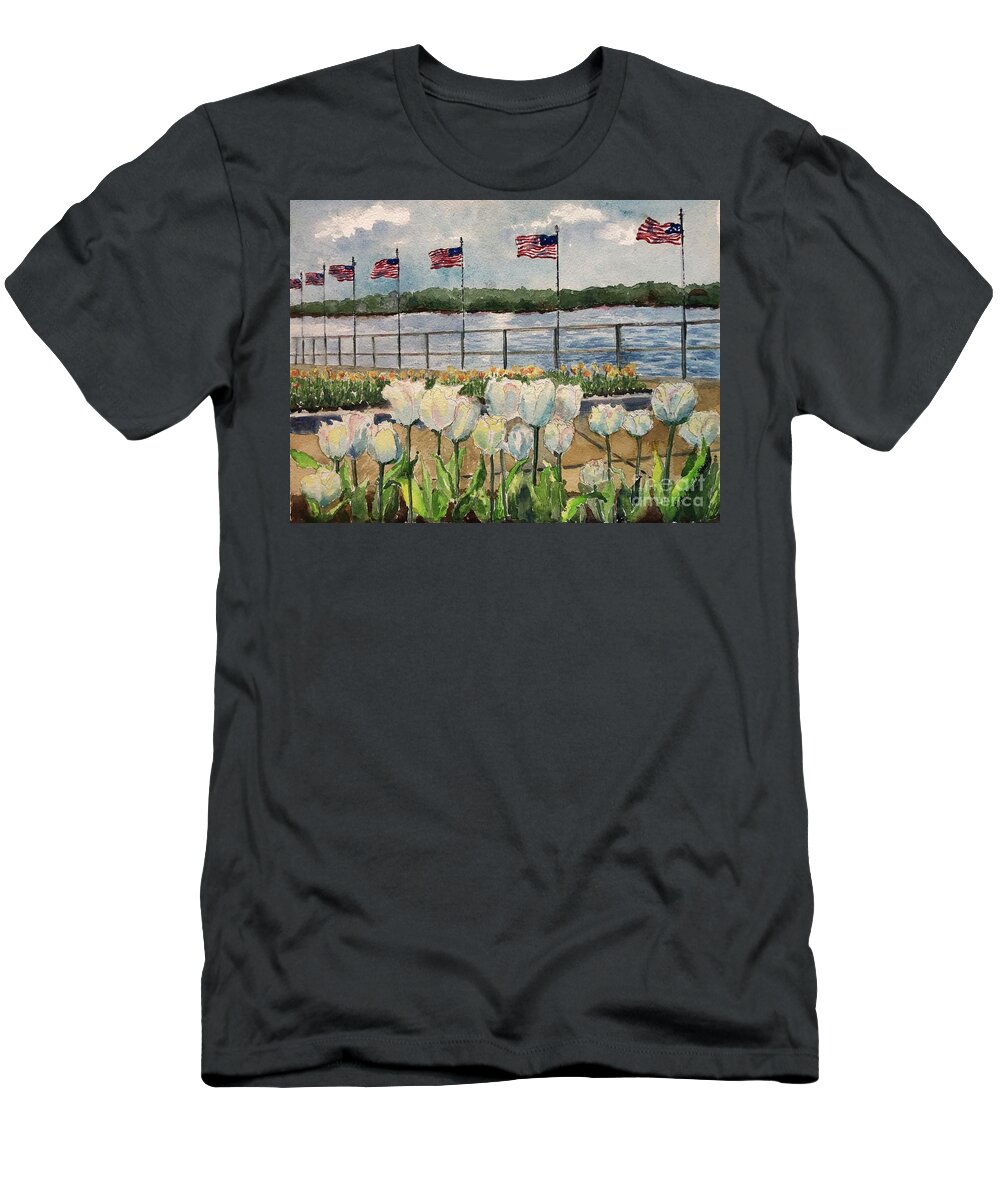 Gloucester Ma T-Shirt featuring the painting Gloucester Boulevard by Kathryn G Roberts