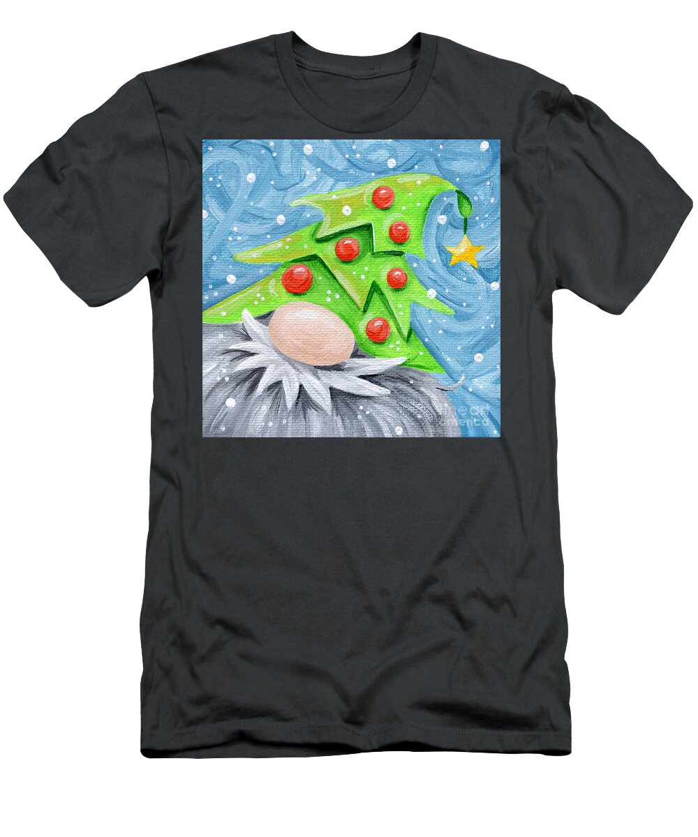Gnome T-Shirt featuring the painting Gnomie in a Tree Hat by Annie Troe