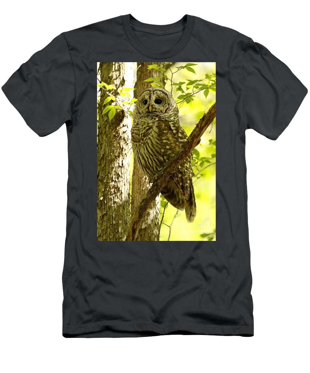 Owl Portrait T-Shirt featuring the photograph Goddess of greenery by Heather King