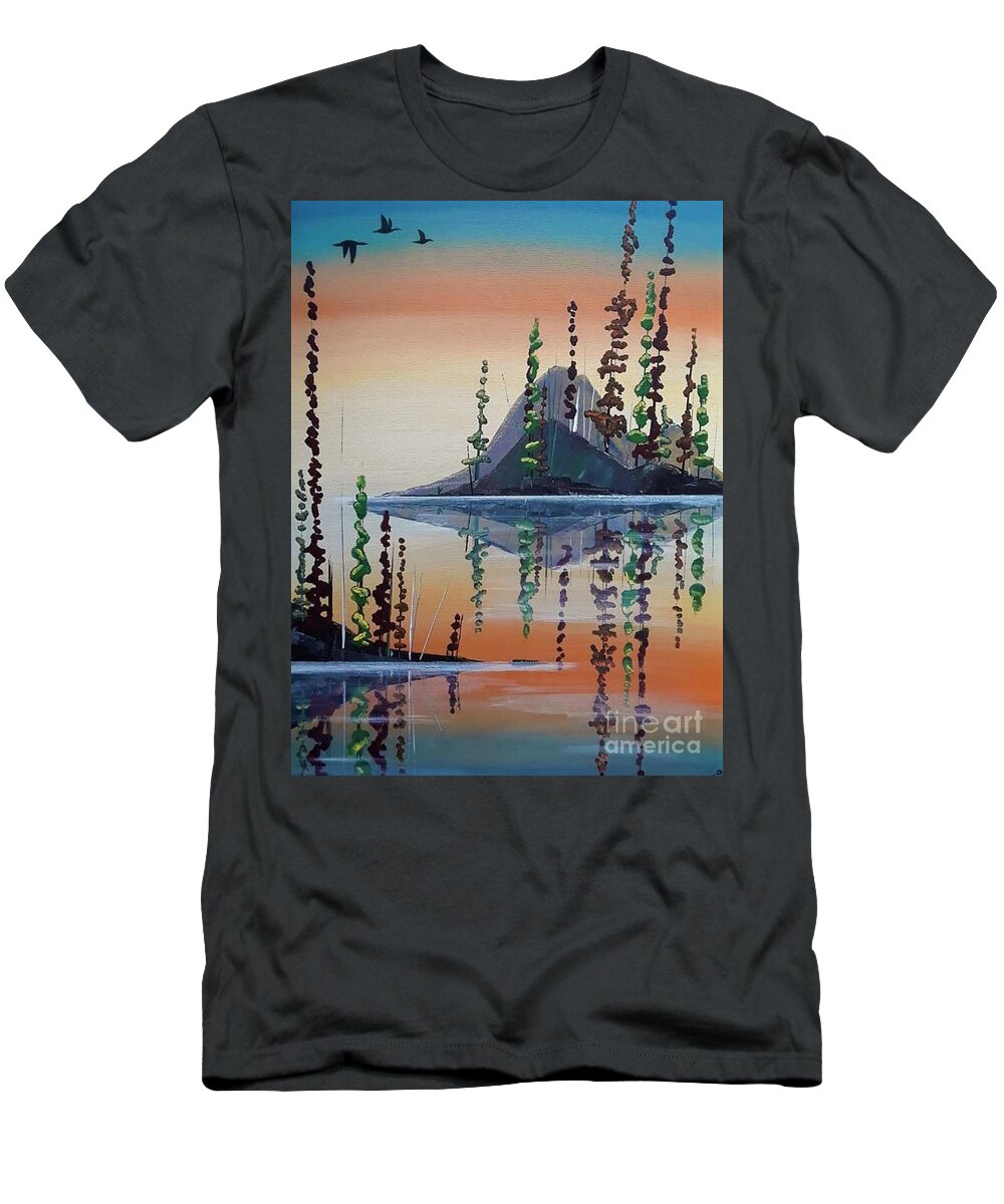Geese T-Shirt featuring the painting Going Home by April Reilly