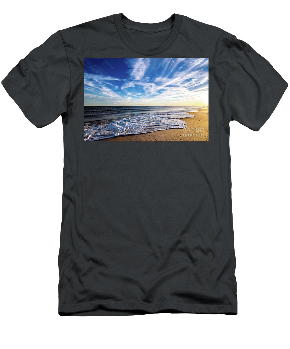 Golden Hour T-Shirt featuring the photograph Golden Hour Beach Waves by Beachtown Views