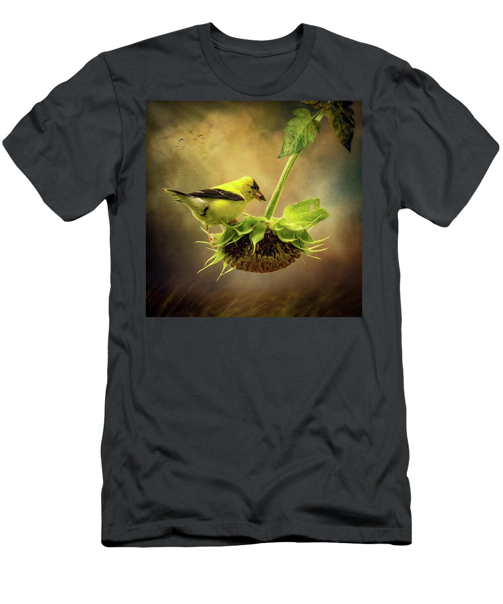 Goldfinch T-Shirt featuring the digital art Goldfinch by Maggy Pease