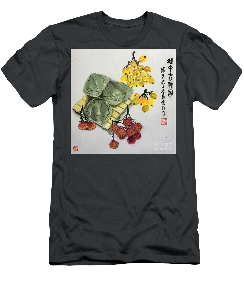 Dragon Boat Festival T-Shirt featuring the painting Good Health at Dragon Boat Festival by Carmen Lam