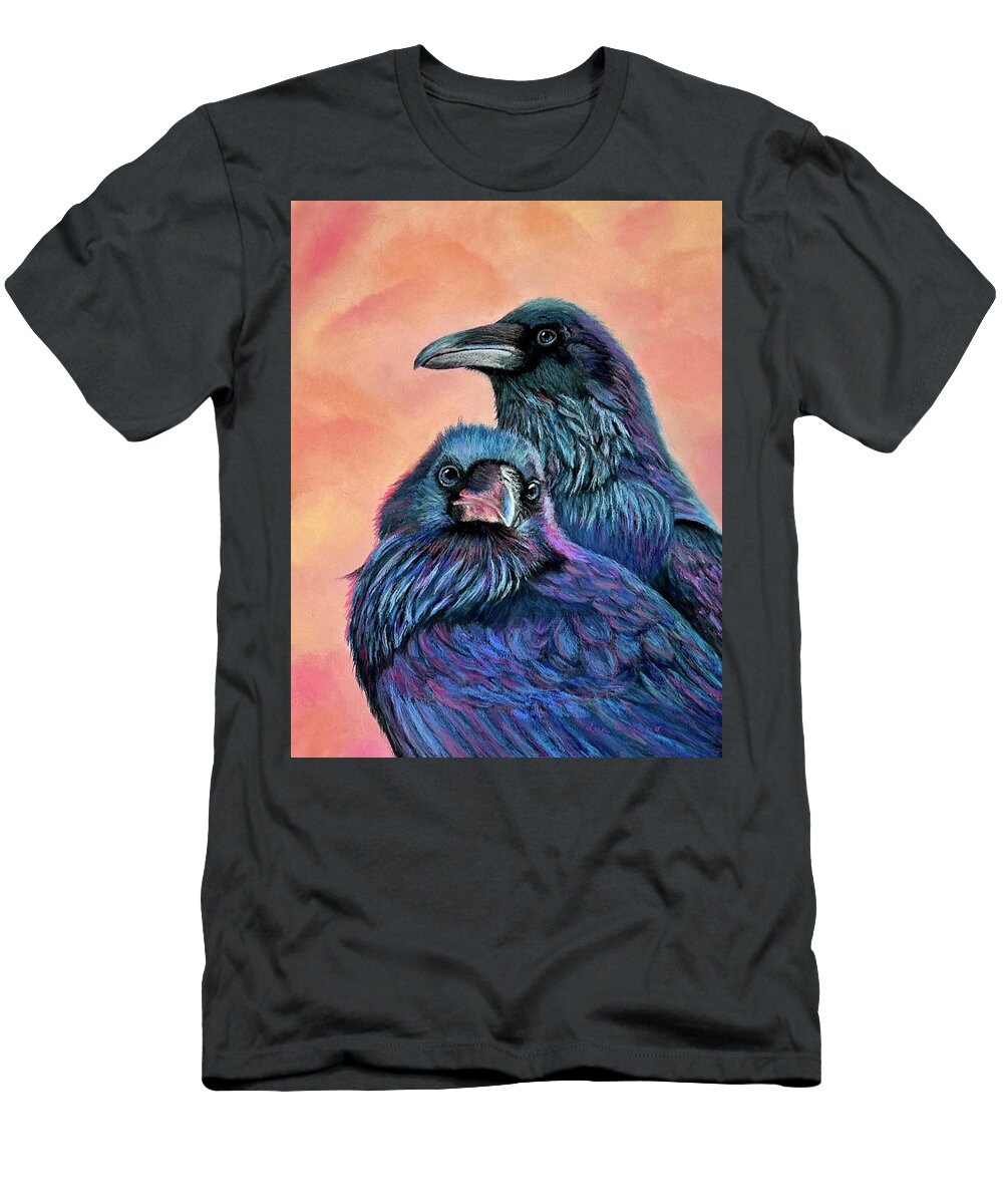 Ravens T-Shirt featuring the pastel Got your back by Lyn DeLano