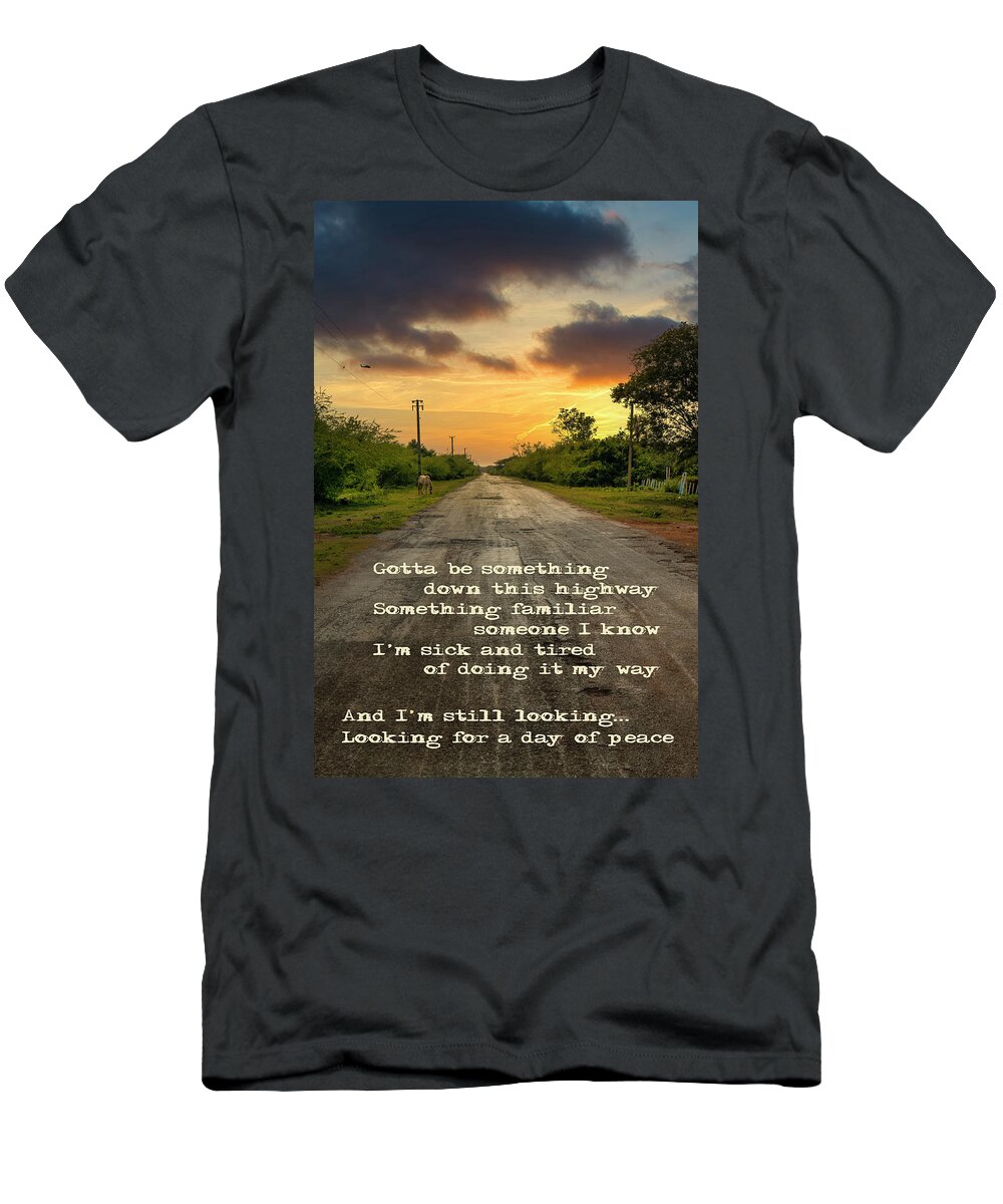 Road T-Shirt featuring the photograph Gotta be something down this highway by Micah Offman