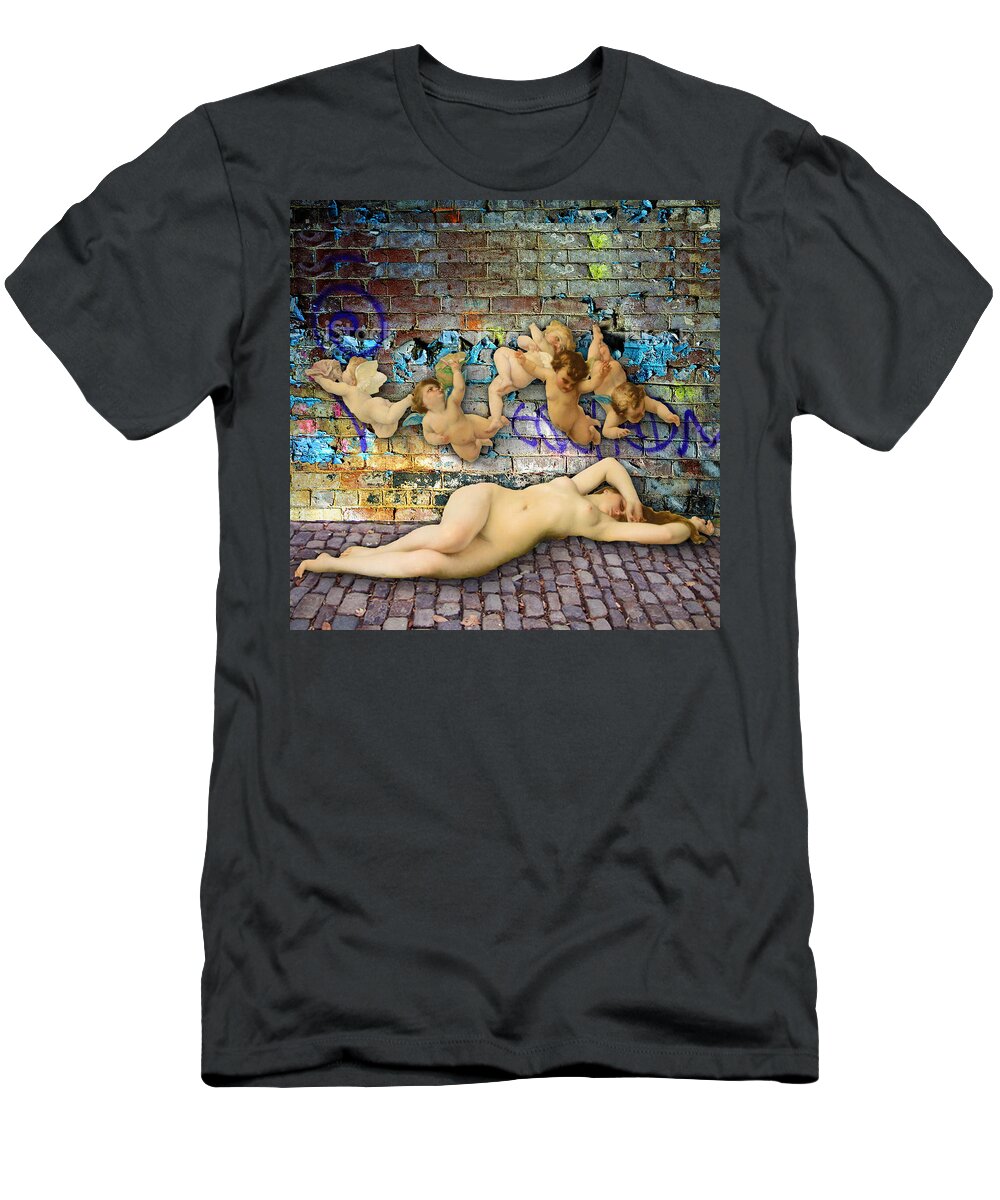 Abstract T-Shirt featuring the painting Graffiti Birth Of Venus by Tony Rubino