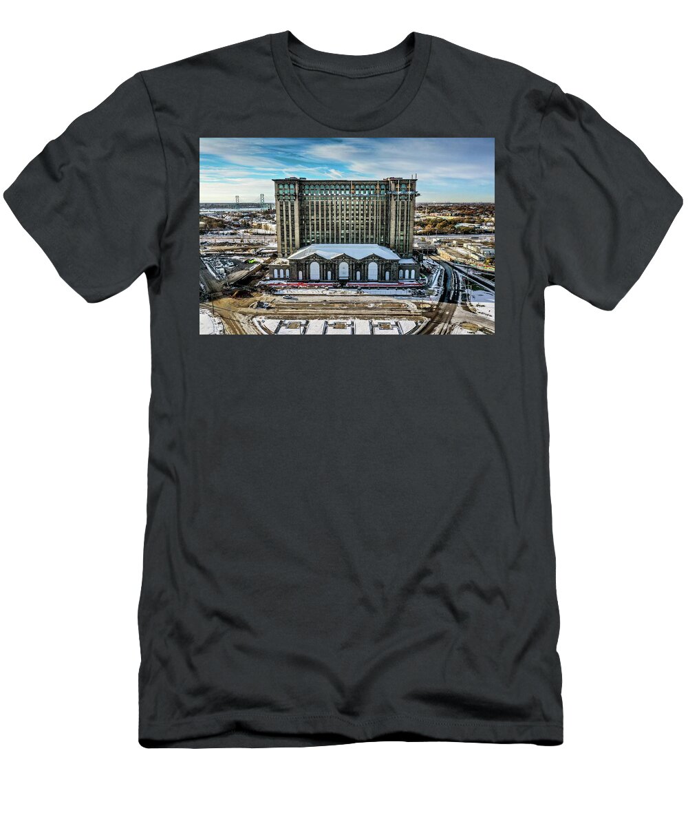 Detroit T-Shirt featuring the photograph Grand Central DJI_0462 by Michael Thomas