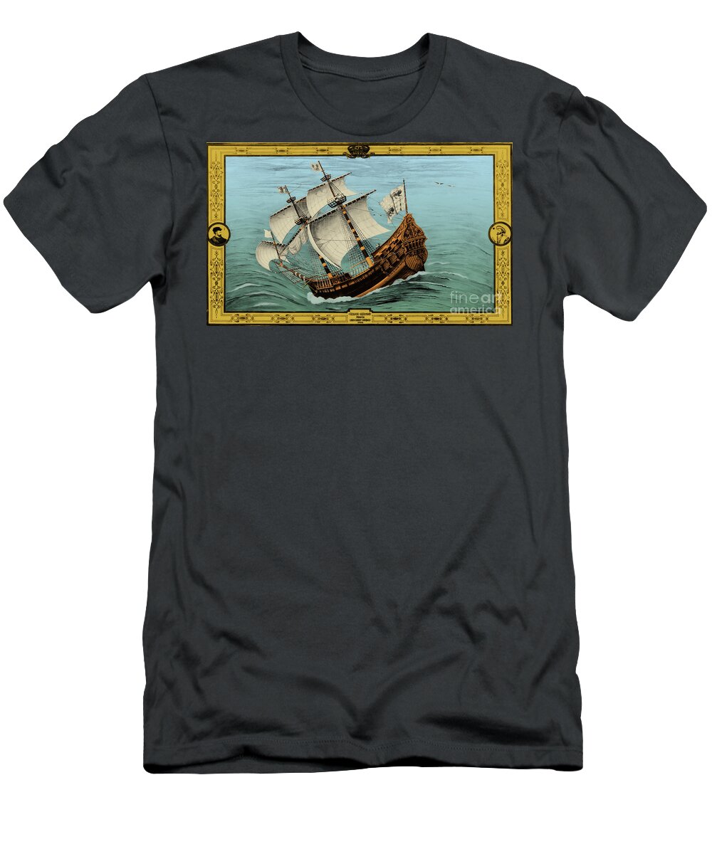 1535 T-Shirt featuring the drawing Grande Hermine, Jacques Cartier Ship by Science Source