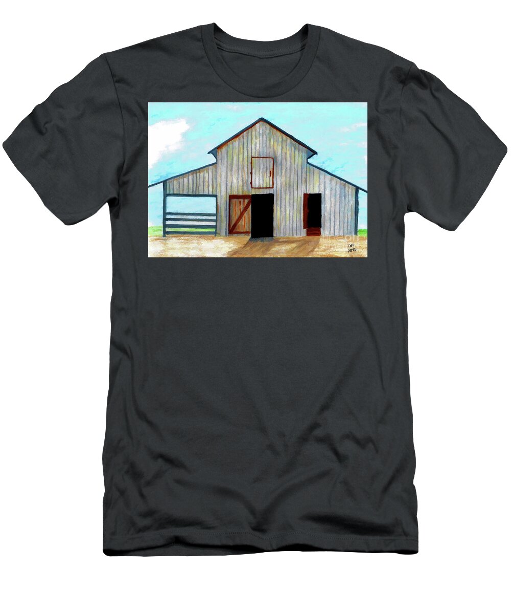 Illustration T-Shirt featuring the painting Grandpa's Barn by D Hackett