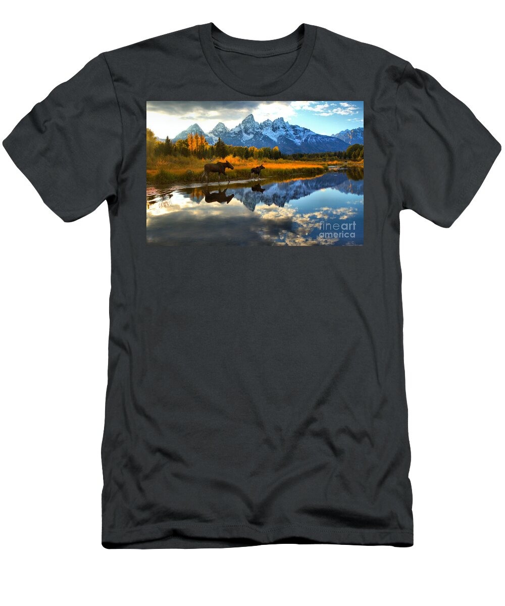 Grand T-Shirt featuring the photograph Grand Teton National Park Autumn Stroll by Adam Jewell