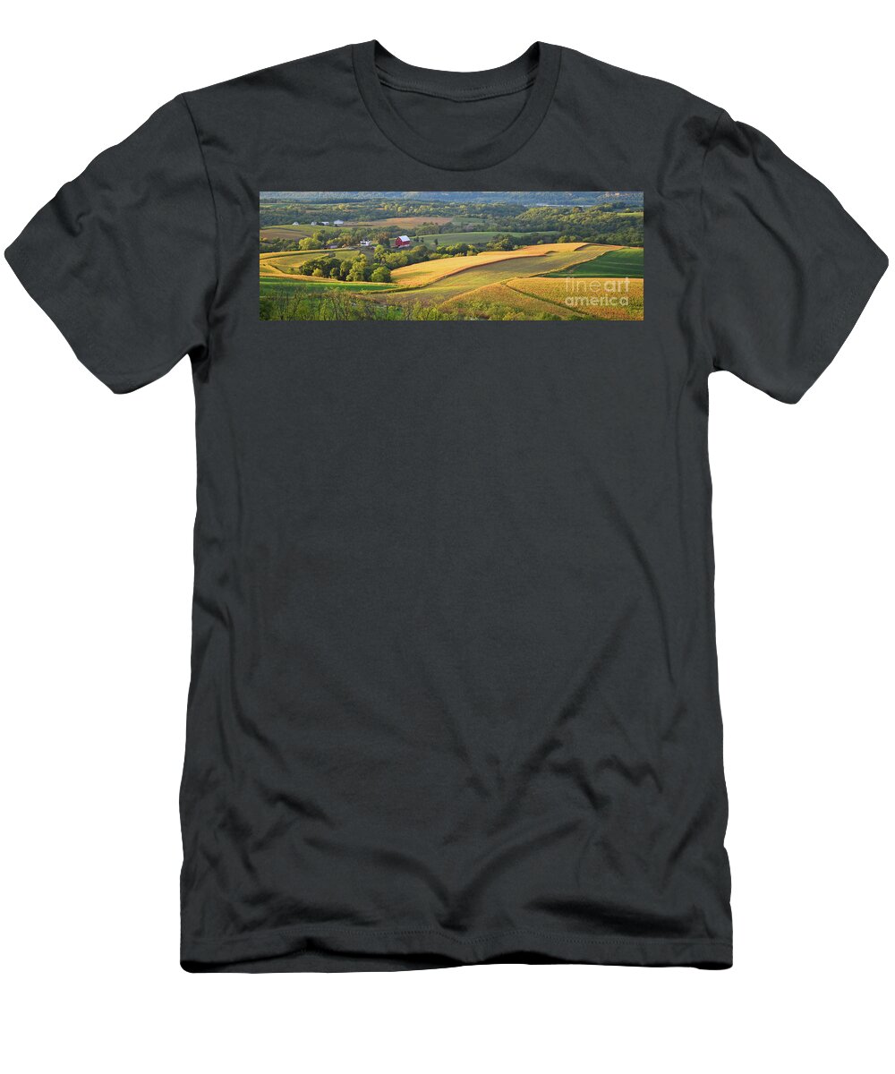 Iowa T-Shirt featuring the photograph Grant Wood Country - Wide Version by Ron Long