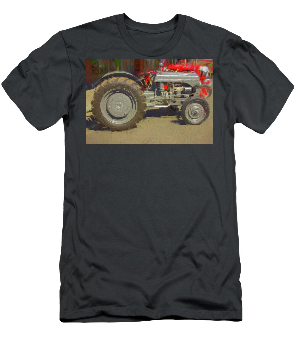 Tractor T-Shirt featuring the digital art Gray Tractor Restored by Cathy Anderson