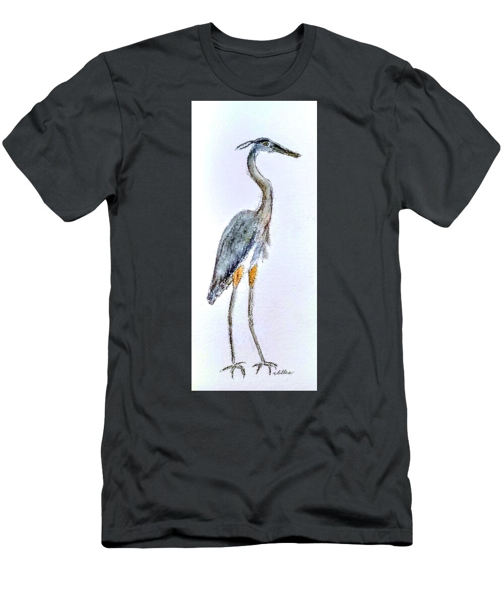 Wildlife T-Shirt featuring the painting Great Blue by Vallee Johnson