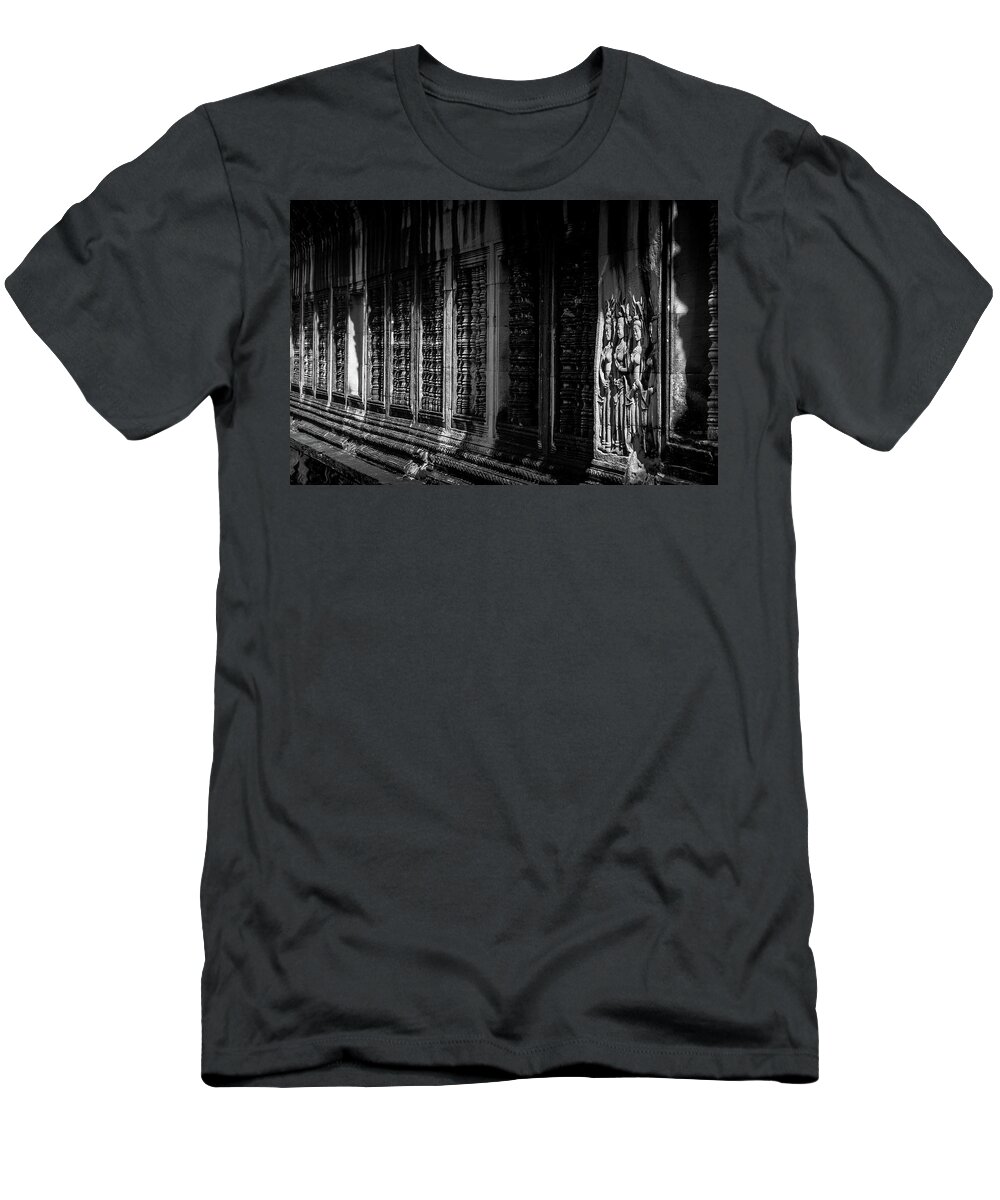 Cambodia T-Shirt featuring the photograph Great Carved Wall of Angkor by Arj Munoz