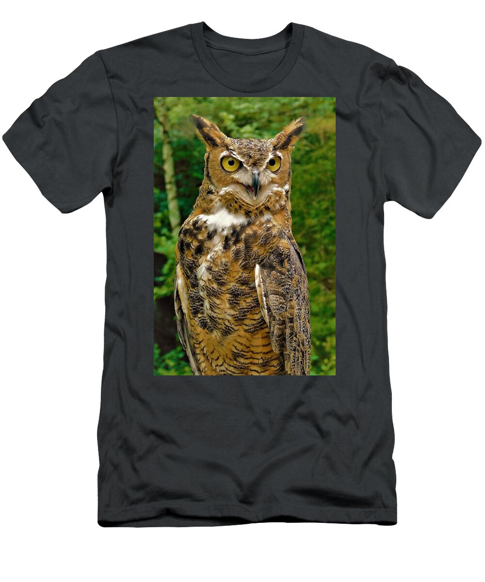 - Great Horned Owl 2 T-Shirt featuring the photograph - Great Horned Owl 2 by THERESA Nye
