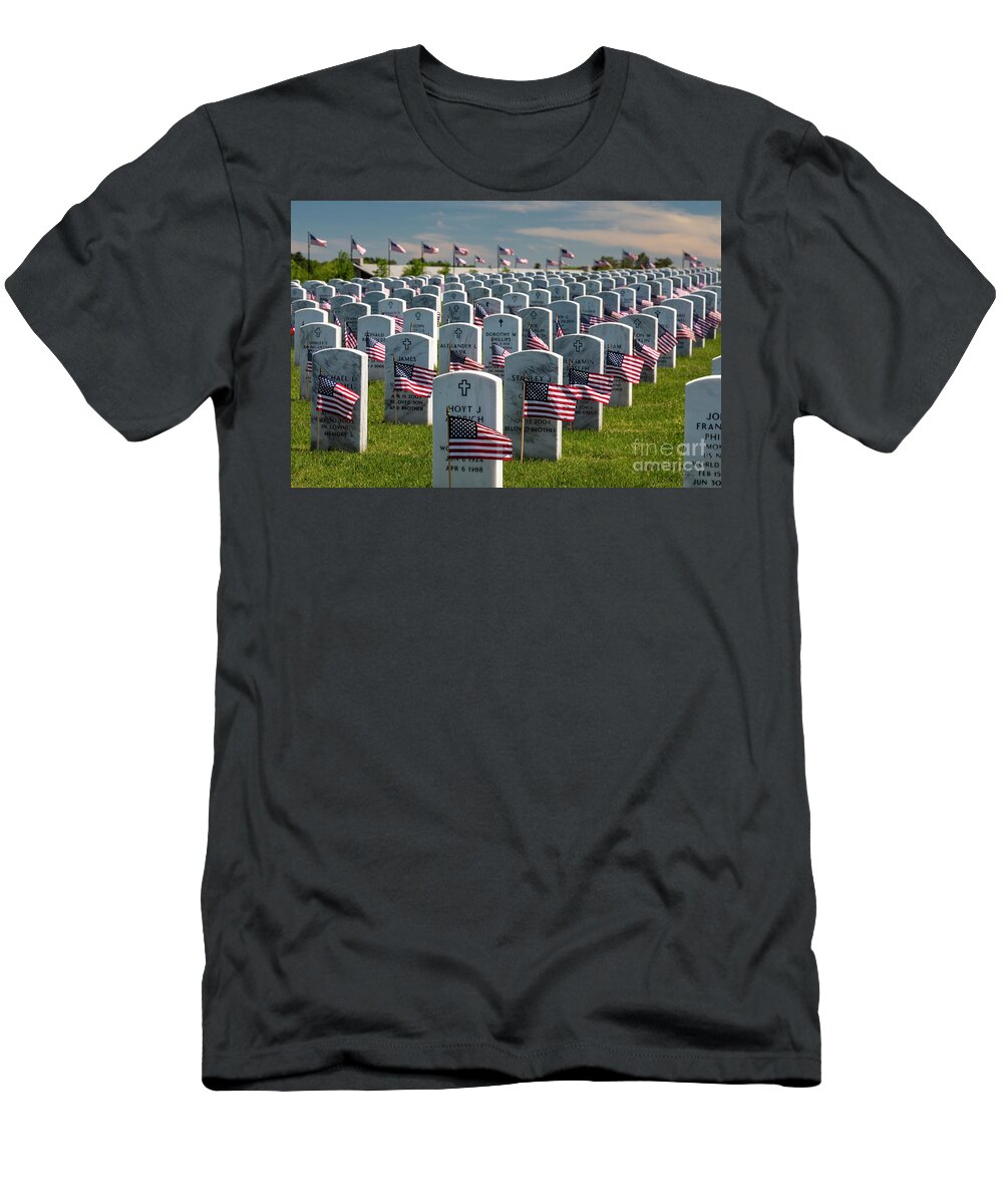 Memorial Day T-Shirt featuring the photograph Great Lakes National Cemetery by Jim West