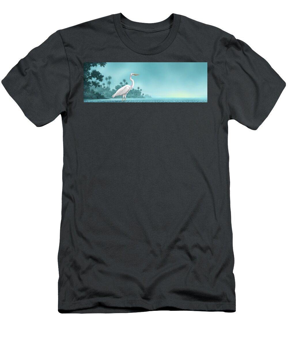 Landscape T-Shirt featuring the digital art Great White by Scott Ross
