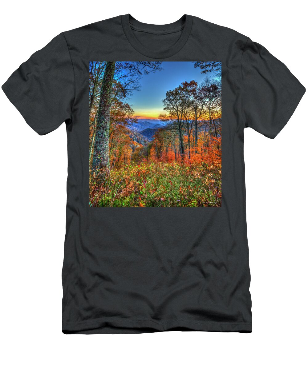 Reid Callaway Great Smokey Mountains T-Shirt featuring the photograph Great Smoky Mountains Fall Sunset 3 Tennessee North Carolina Landscape Art by Reid Callaway