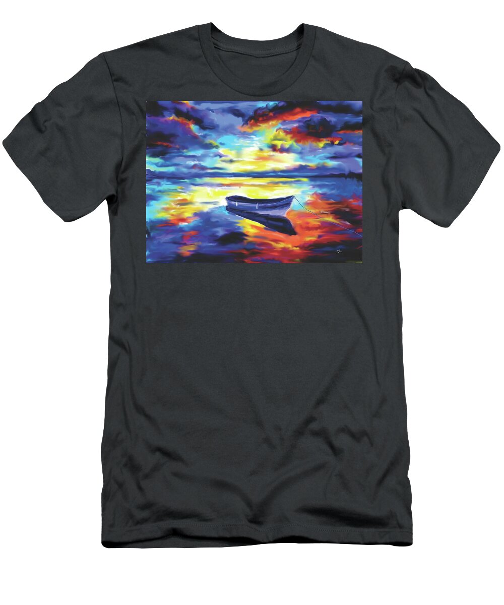 Greece T-Shirt featuring the digital art Greece on the ocean by Darren Cannell
