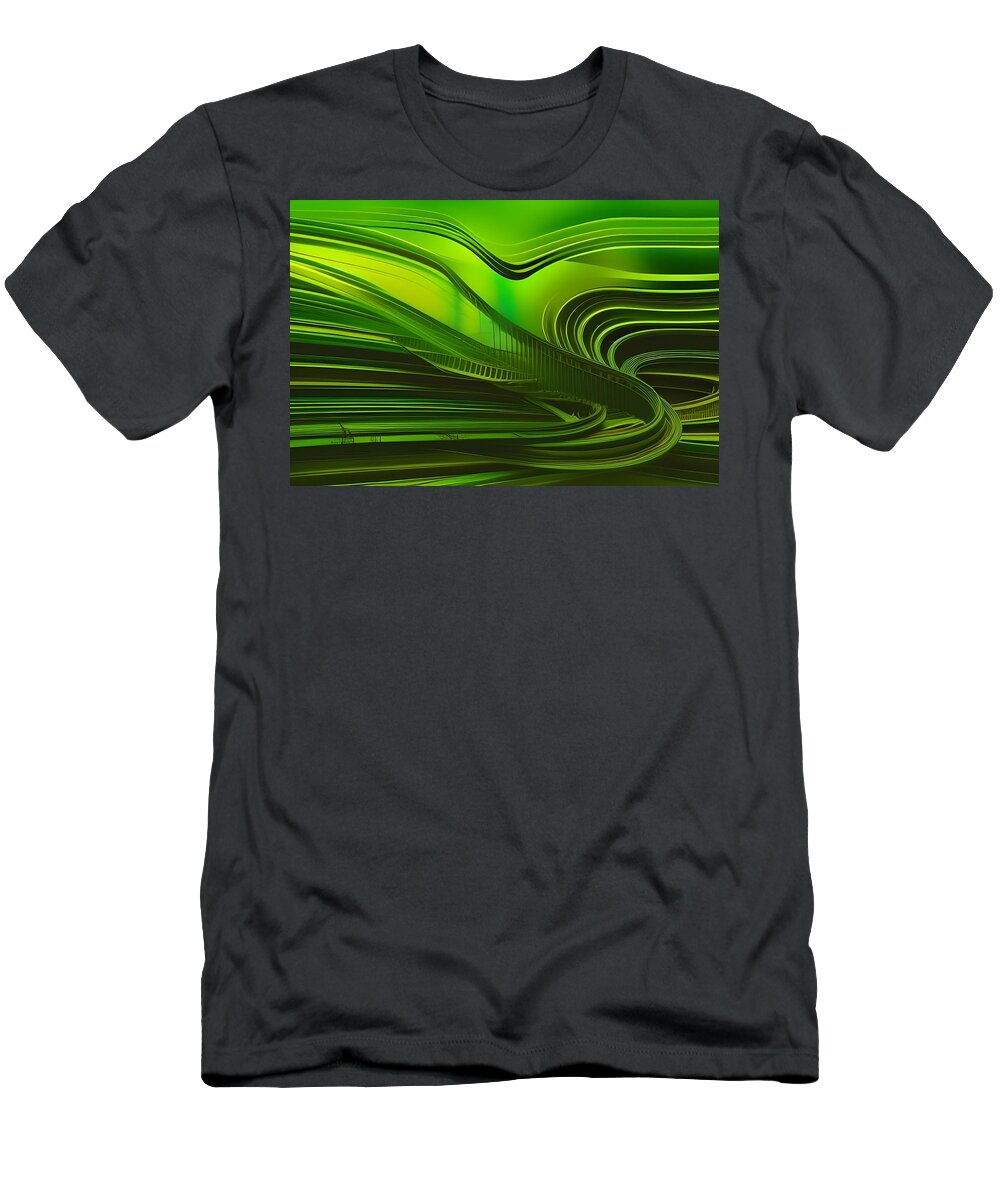 Digital Abstract Green T-Shirt featuring the digital art Green Abstract II by Beverly Read
