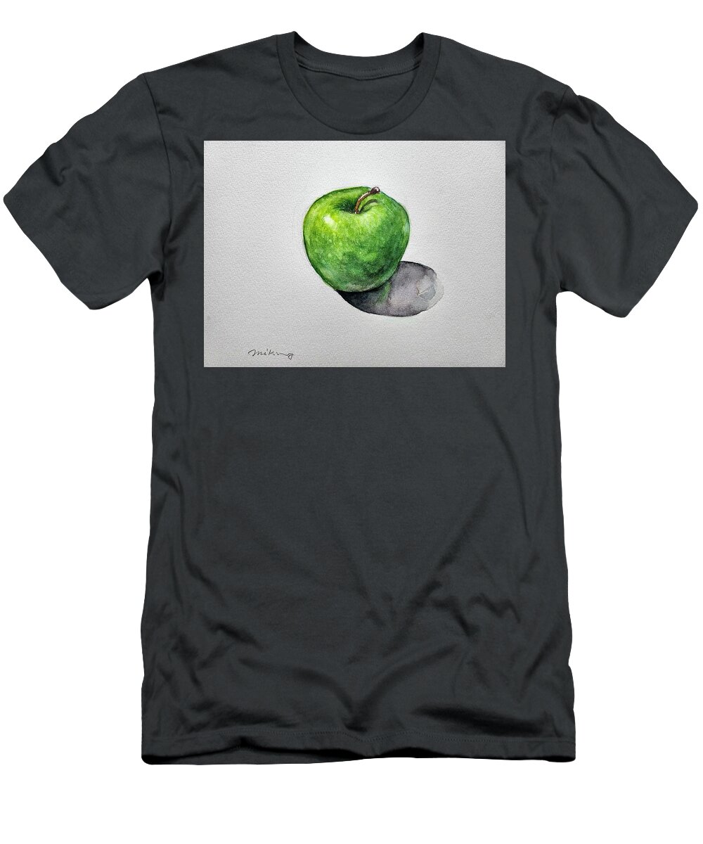  T-Shirt featuring the painting Green Apple by Mikyong Rodgers