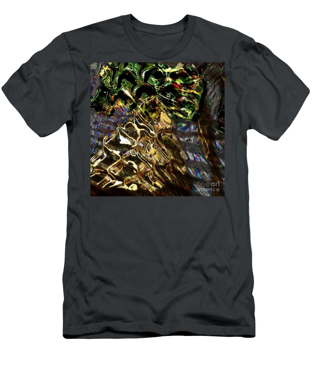 +green T-Shirt featuring the digital art Green, Gold, Christmas, Bell, Tree, Nature by Scott S Baker