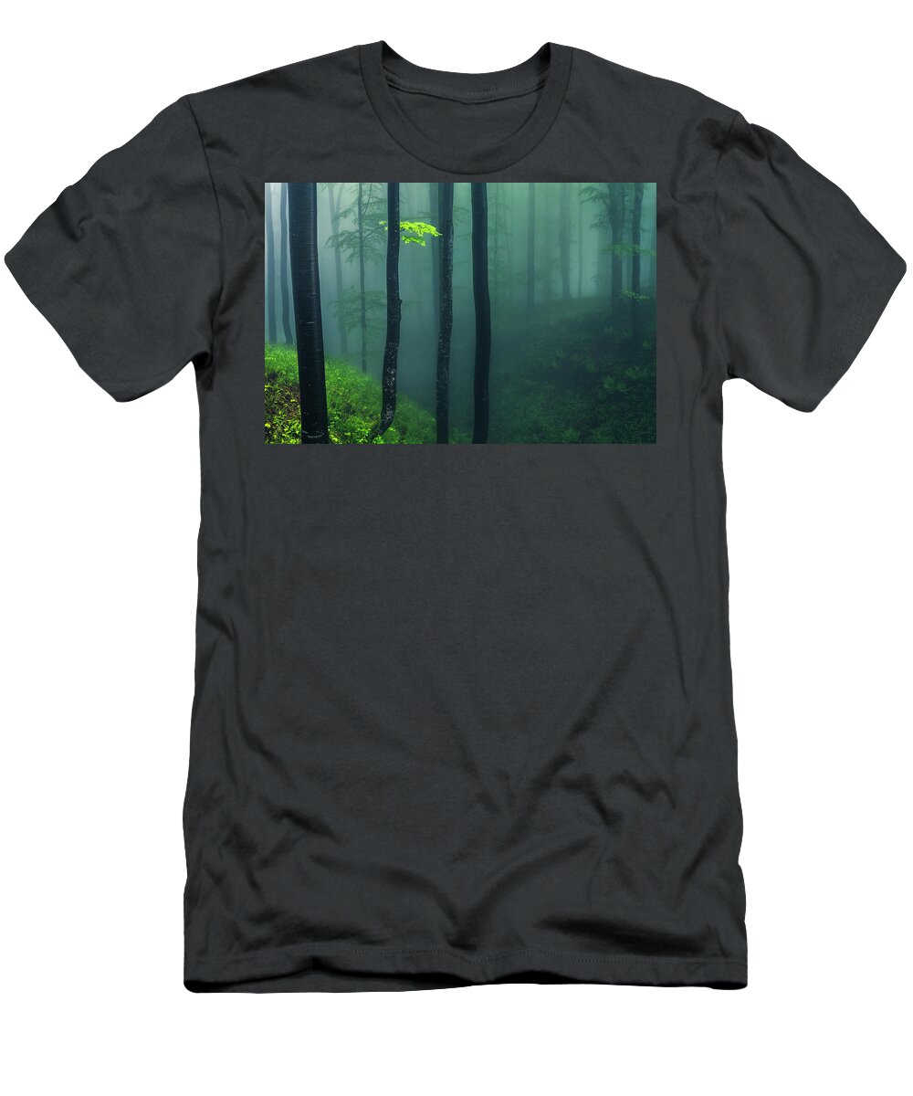 Balkan Mountains T-Shirt featuring the photograph Green Mist by Evgeni Dinev