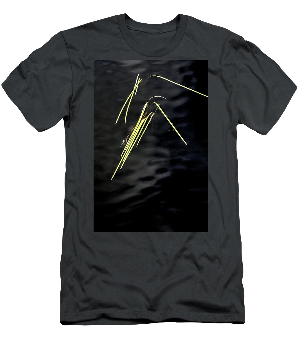 Nature T-Shirt featuring the photograph Green Reeds On Water by Jerry Sodorff