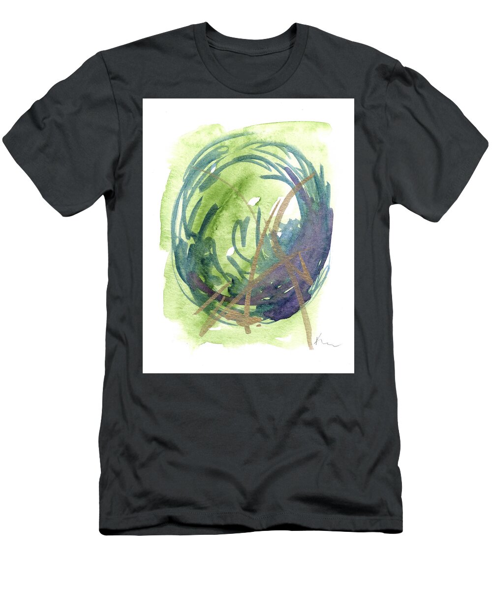 Green T-Shirt featuring the painting Greeting Card 10 by Katrina Nixon
