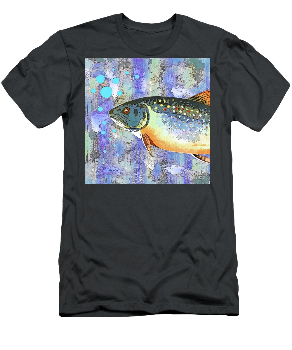 Trout T-Shirt featuring the painting Grumpy Trout by Tina LeCour