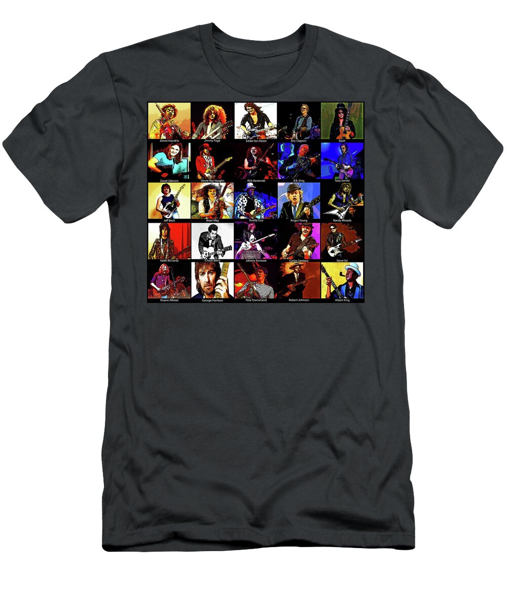 Hendrix T-Shirt featuring the digital art Guitar Stars by Pheasant Run Gallery