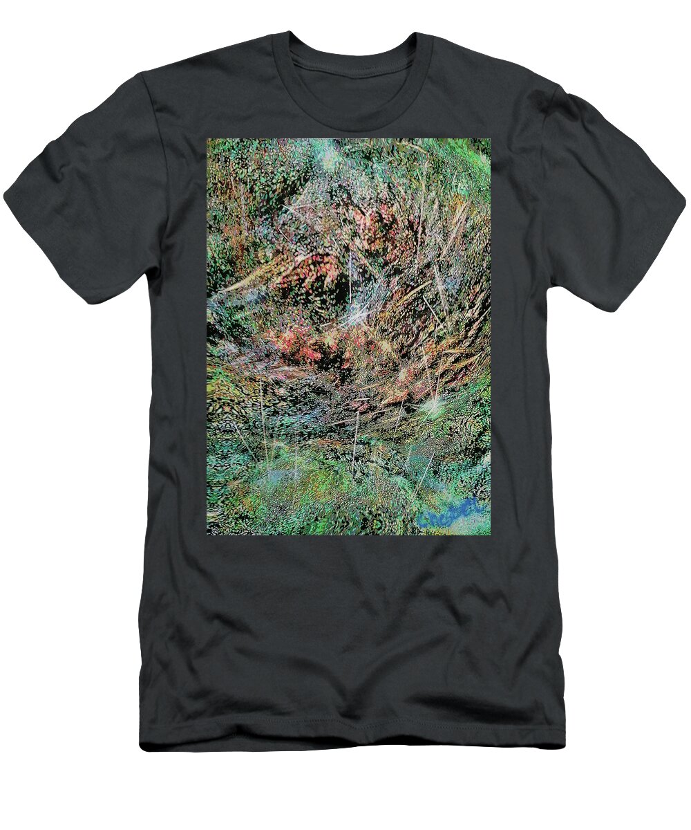 Storm T-Shirt featuring the digital art Hailstorm lashes coastal village by Richard CHESTER