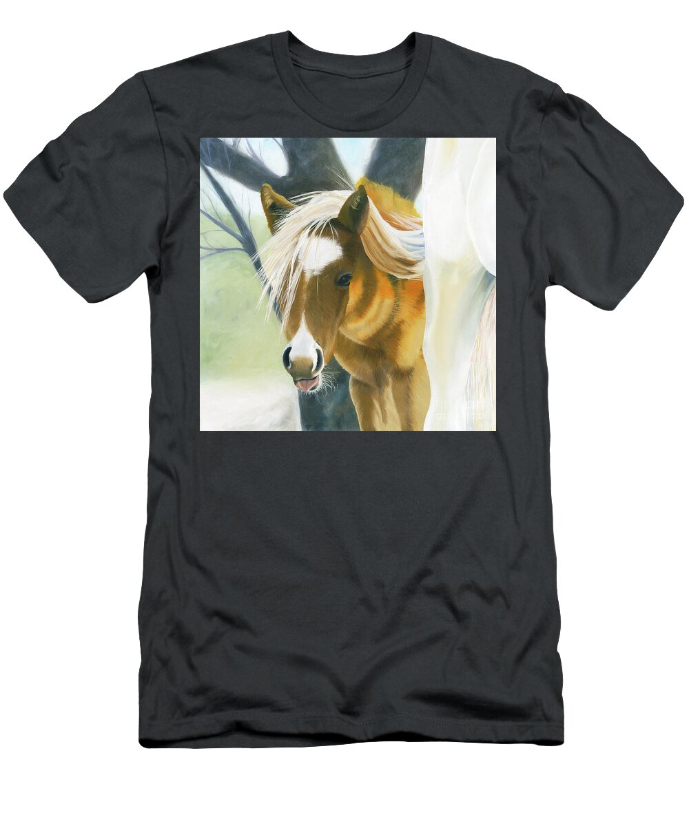 Cute Foal T-Shirt featuring the painting Hair-Do by Shannon Hastings
