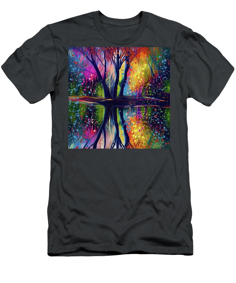  Nature T-Shirt featuring the digital art Happiness is in the air Amor Fati by Lena Owens - OLena Art Vibrant Palette Knife and Graphic Design