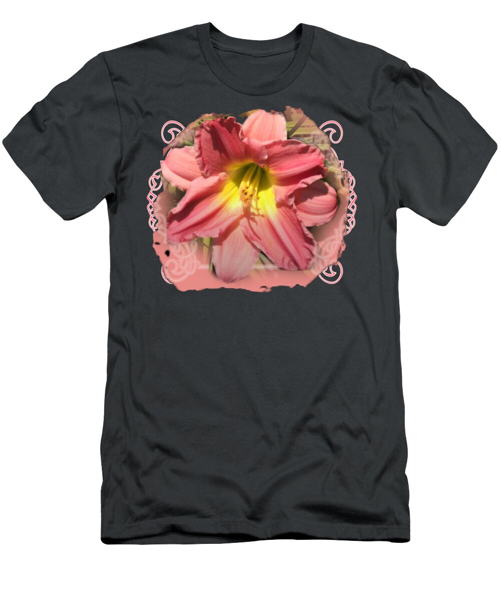 Peach T-Shirt featuring the digital art Happy Anniversary Card by Delynn Addams
