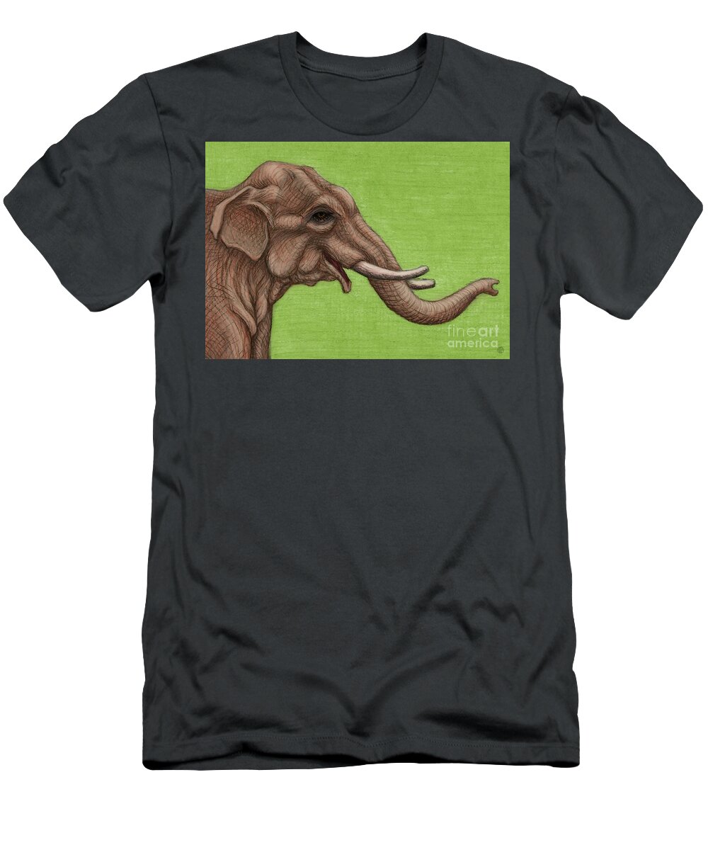 Asian Elephant T-Shirt featuring the painting Happy Asian Elephant by Amy E Fraser