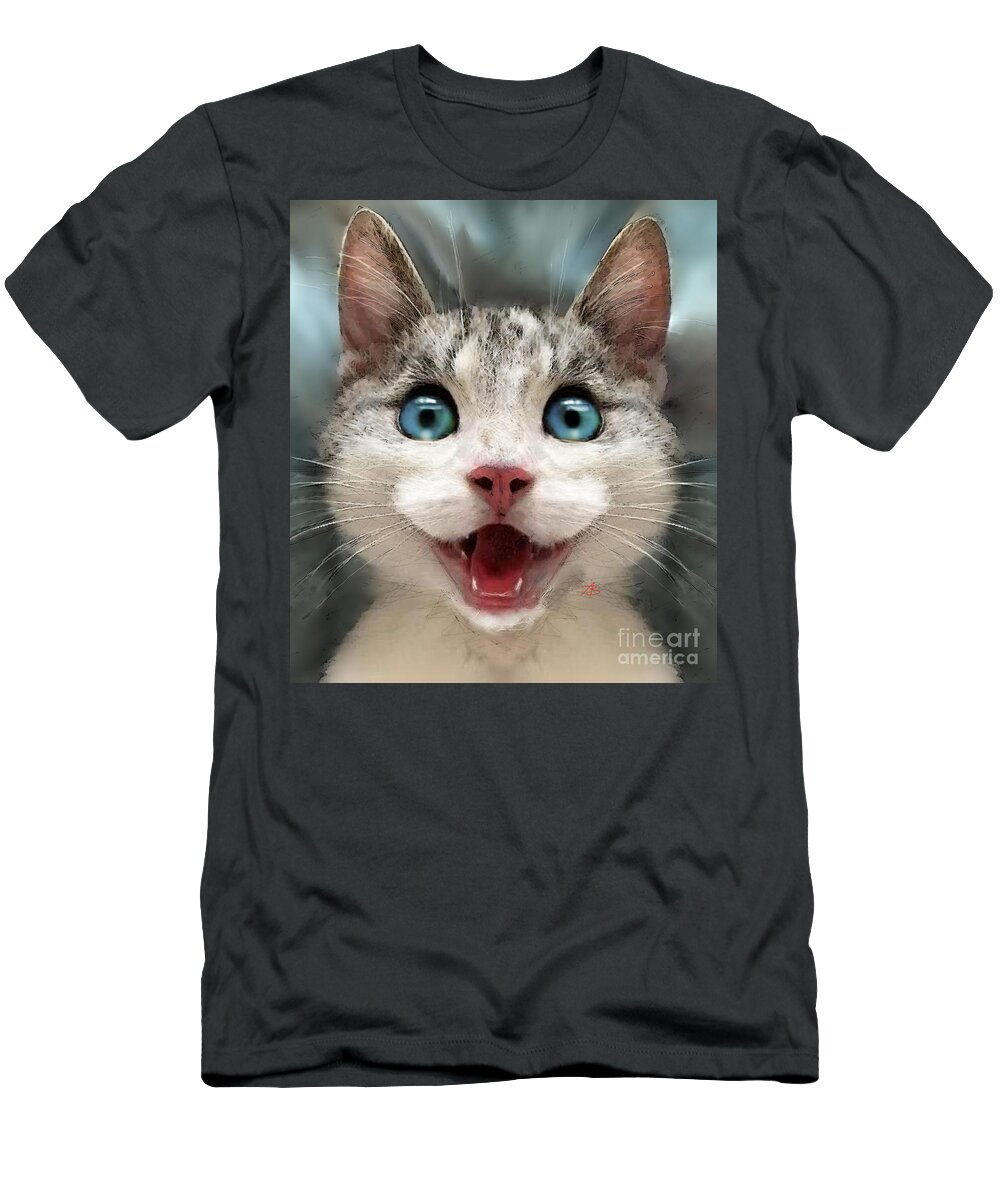 Stayhome T-Shirt featuring the painting Happy Cat Mask by Angie Braun