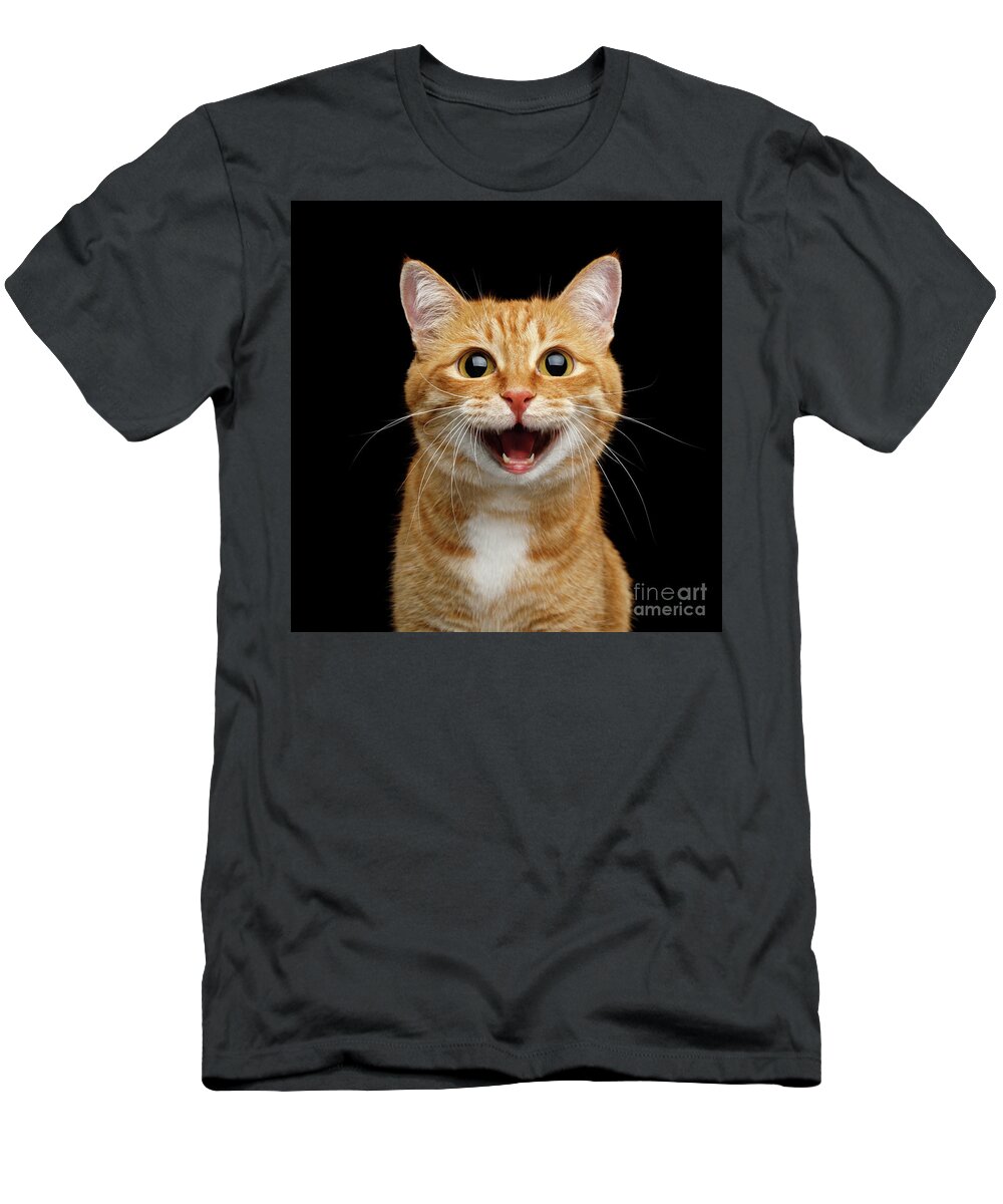 Cat T-Shirt featuring the photograph Happy Ginger Cat by Sergey Taran