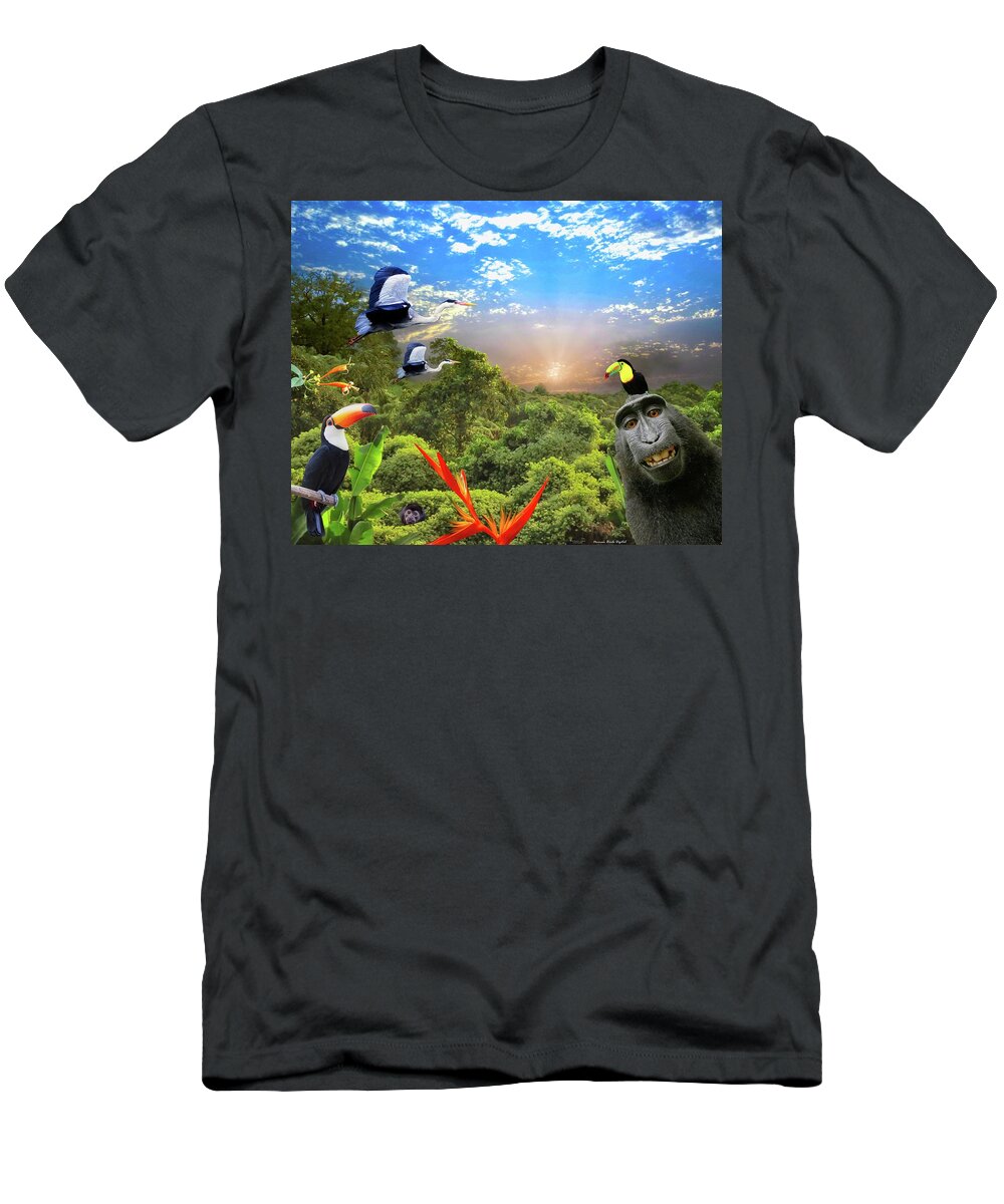 Ape T-Shirt featuring the digital art Happy Jungle by Norman Brule