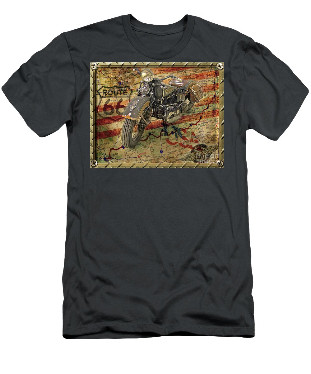 Motorcycles T-Shirt featuring the photograph Harley On 66 by John Anderson