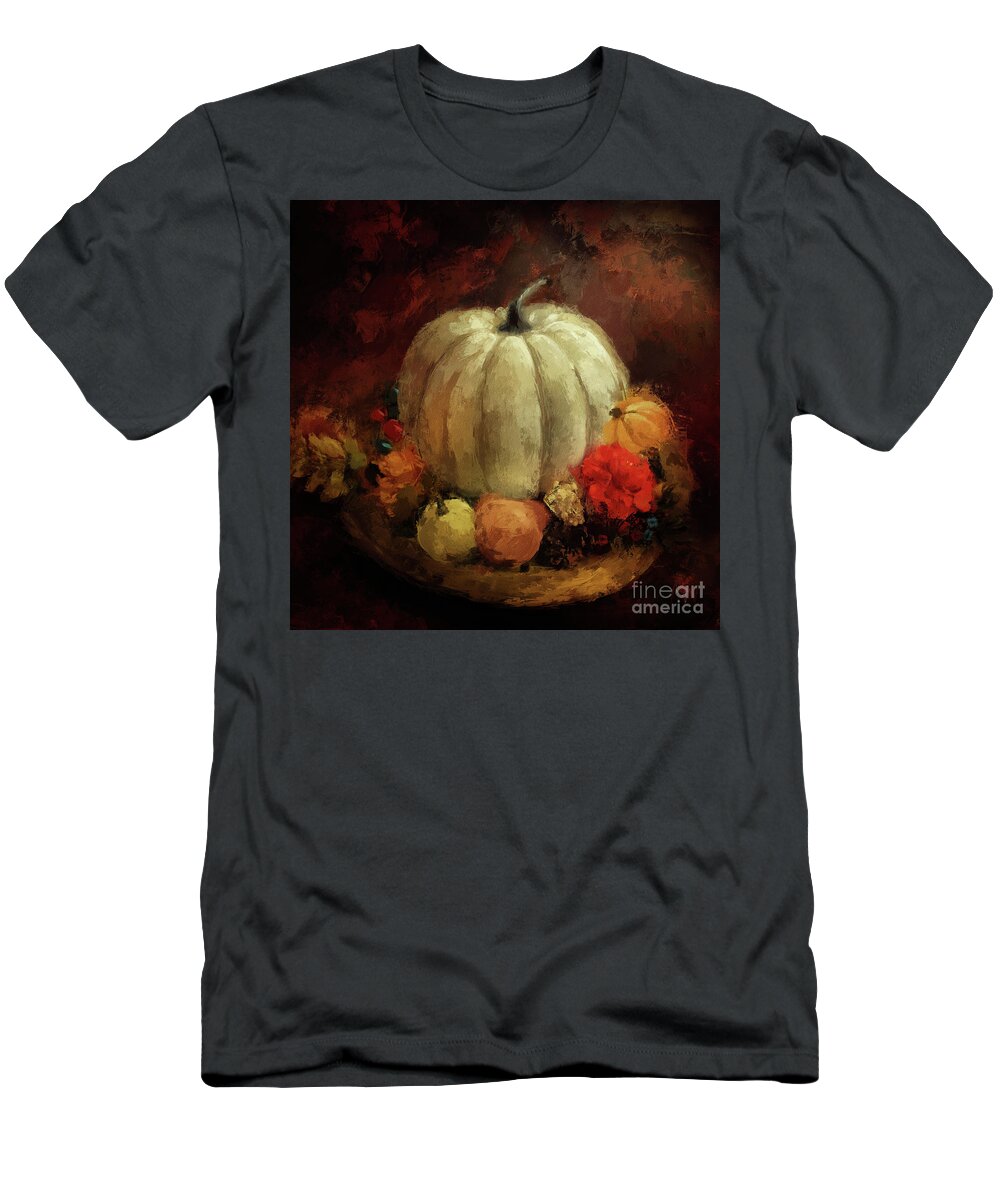 Still Life T-Shirt featuring the digital art Harvest Bounty by Lois Bryan