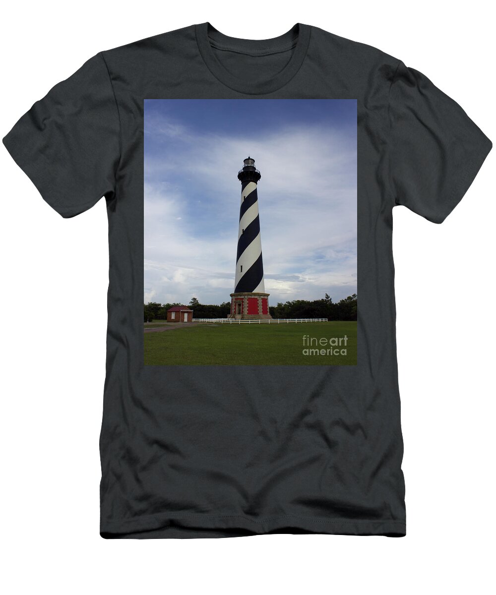 Obx T-Shirt featuring the pyrography Hatteras Lighthouse by Annamaria Frost