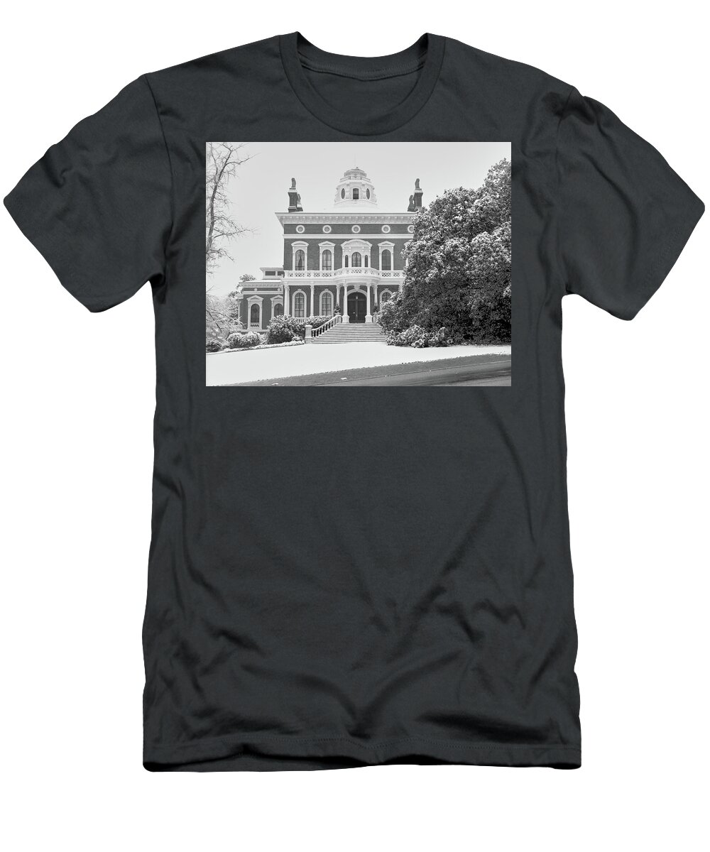 Georgia T-Shirt featuring the photograph Hay House in Snow, 1982 by John Simmons