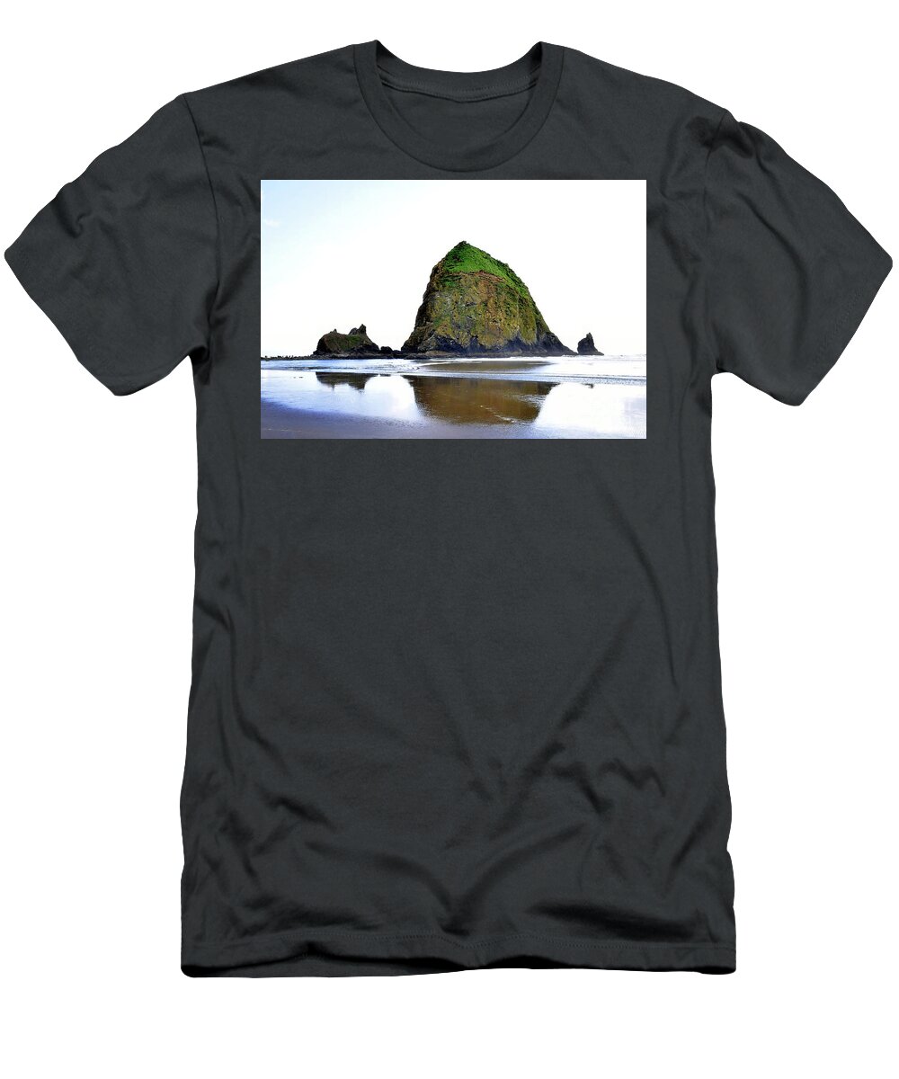 Haystack Rock T-Shirt featuring the photograph Haystack Rock - Northeast Face by Scott Cameron