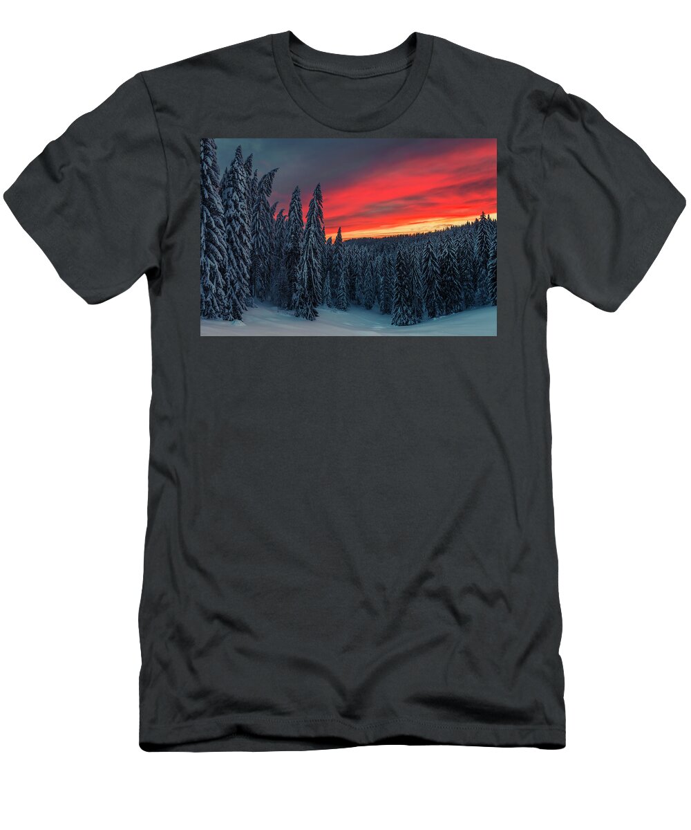 Bulgaria T-Shirt featuring the photograph Heavens In Flames by Evgeni Dinev