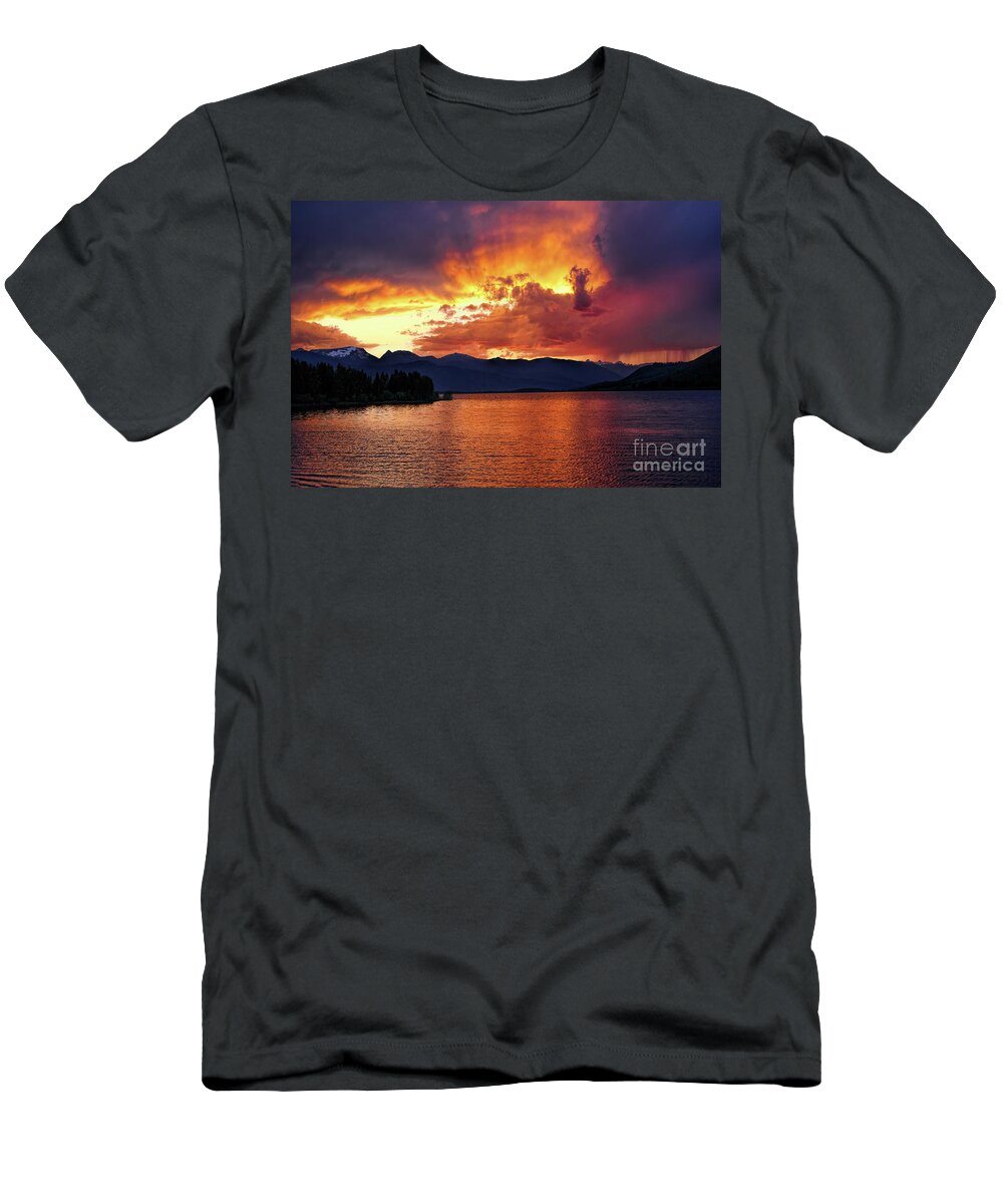 Hebgen Lake Sunset T-Shirt featuring the photograph Hebgen Lake Sunset by Jemmy Archer