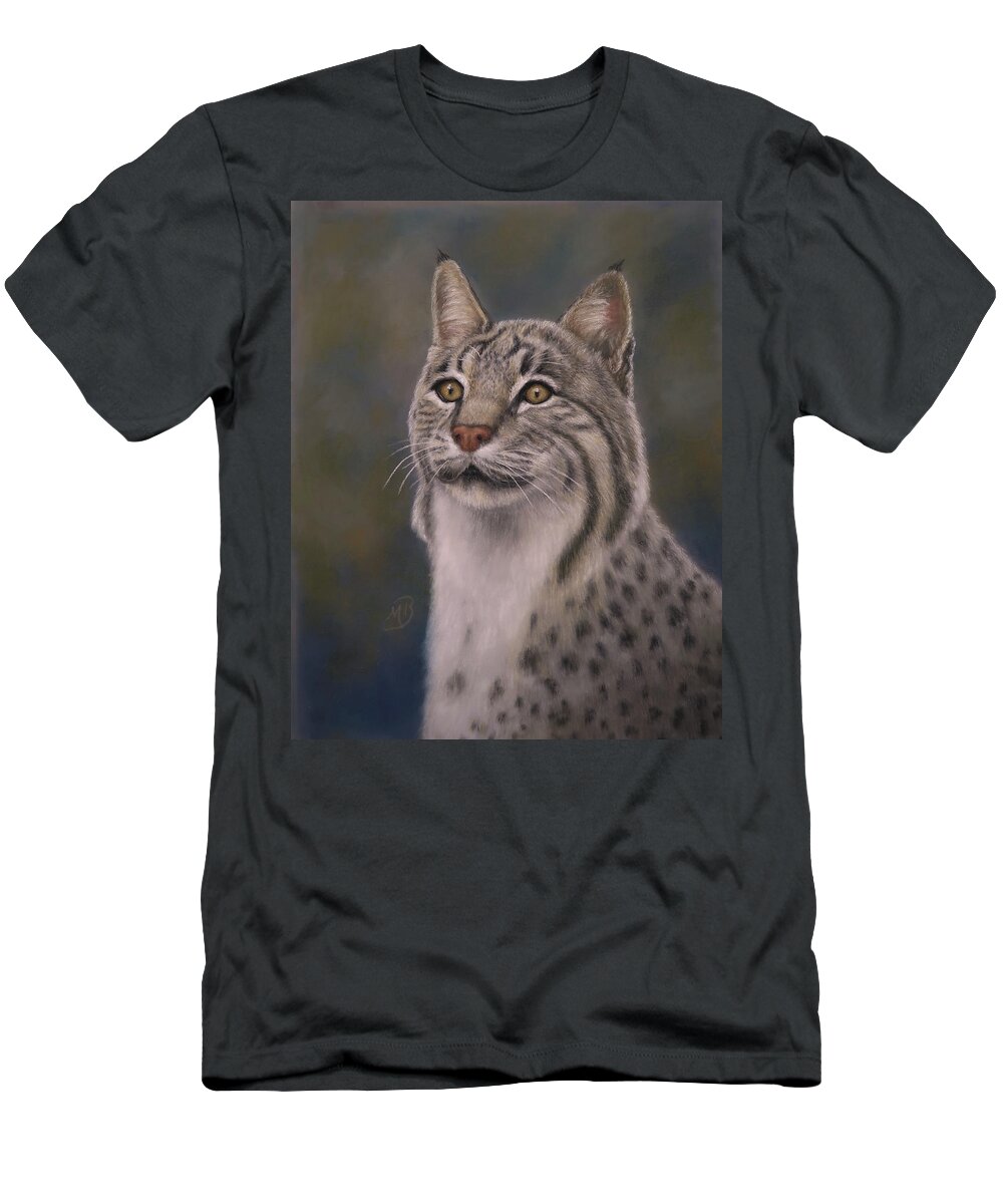 Bobcat T-Shirt featuring the painting Here Kitty, Kitty by Monica Burnette